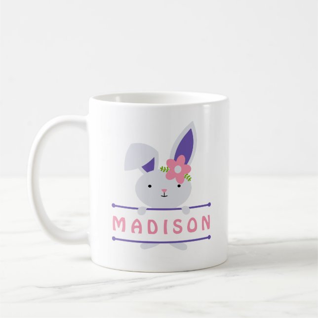 Taza De Café Nombre personalizado de conejito de Pascua (Izquierda)