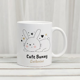 Taza De Café Nombre personalizado de corazones de conejo conejo