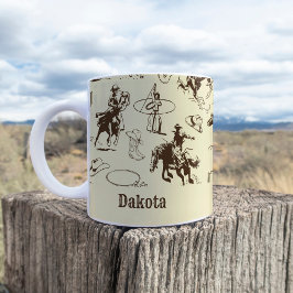 Taza De Café Nombre personalizado de Cowboy Western Rodeo Horse