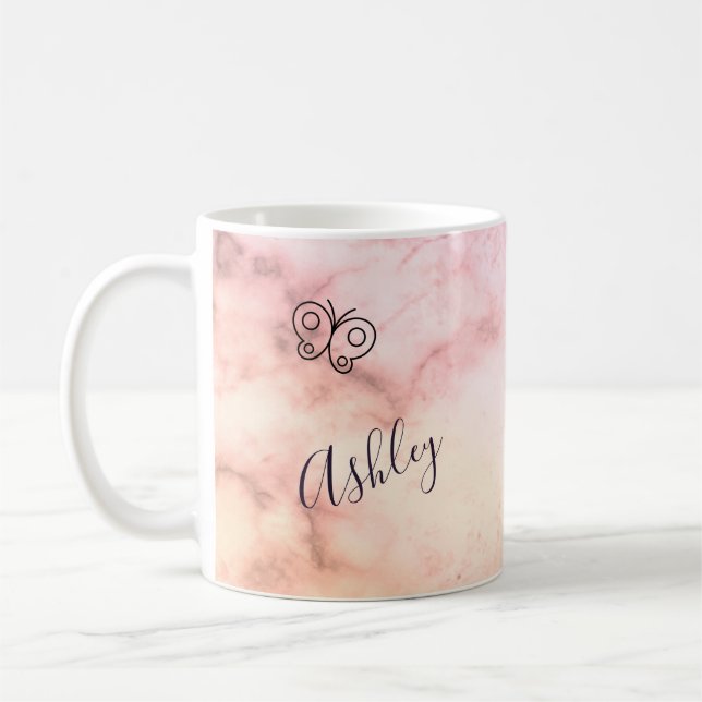 Taza De Café Nombre personalizado de degradado rosado rosado ma (Izquierda)