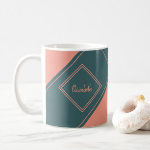 Taza De Café Nombre personalizado de diamante geométrico simple