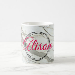 Taza De Café Nombre personalizado de diseño de fucsia de moda d