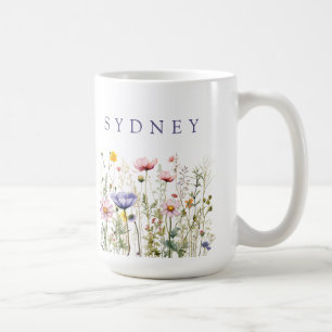 Taza De Café Nombre personalizado de flor silvestre