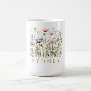 Taza De Café Nombre personalizado de flor silvestre