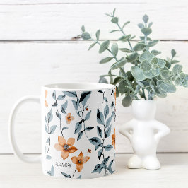 Taza De Café Nombre personalizado de floral acuarela de bonito