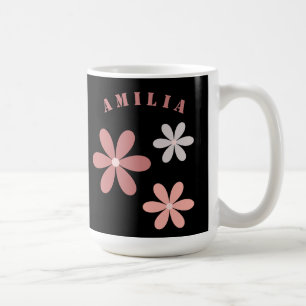 Taza De Café Nombre personalizado de floral cúpula