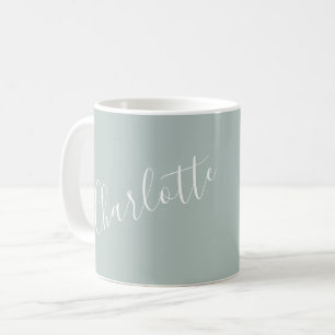 Taza De Café Nombre personalizado de guión minimalista azul tur