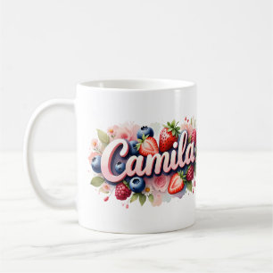 Taza De Café Nombre personalizado de la flor de Berry Mug - Cam