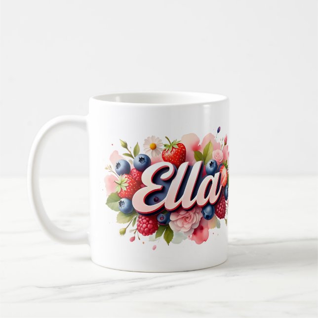 Taza De Café Nombre personalizado de la flor de Berry Mug - Ell (Izquierda)