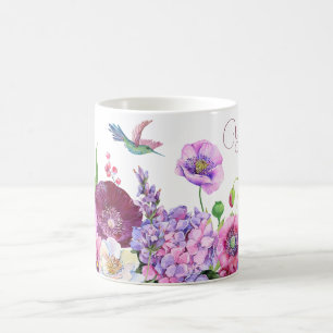 Taza De Café Nombre personalizado de la foto de flor