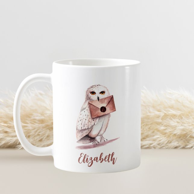 Taza De Café Nombre personalizado de la lechuza acuarela elegan (Subido por el creador)