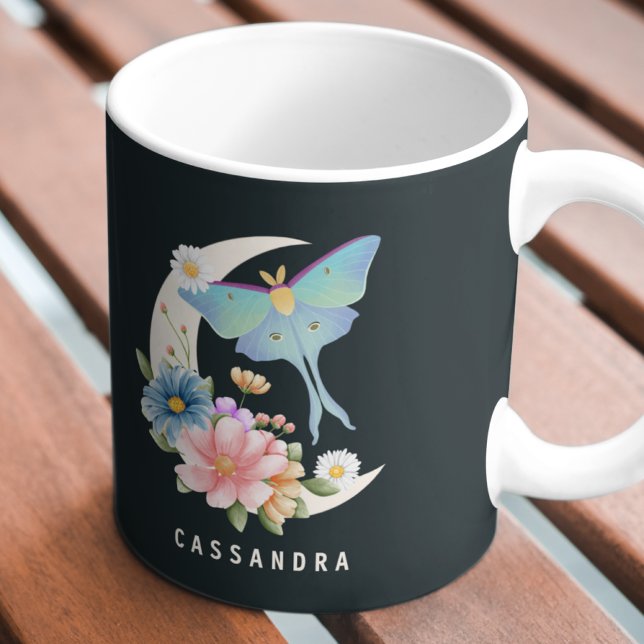 Taza De Café Nombre personalizado de la luna floral mística Lun (Subido por el creador)