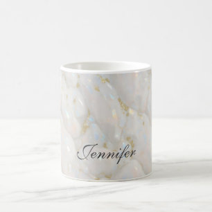 Taza De Café Nombre personalizado de la Piedra Ópal Pastel Eleg