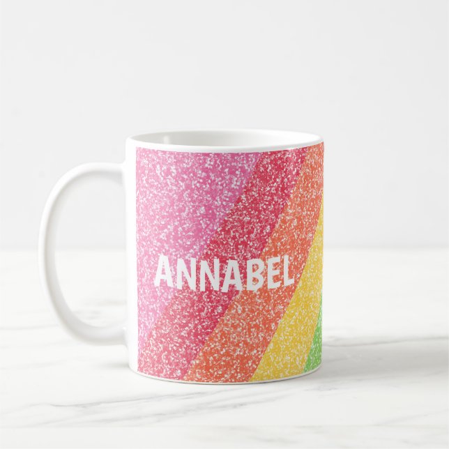 Taza De Café Nombre personalizado de las franjas arcoiris de Pu (Izquierda)
