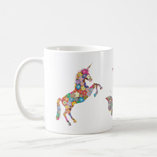 Taza De Café Nombre personalizado de las mariposas de unicornio (Izquierda)