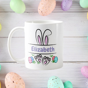 Taza De Café Nombre personalizado de las orejas de los conejito