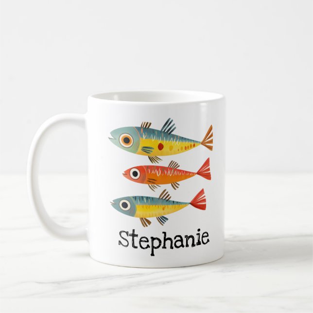 Taza De Café Nombre personalizado de las sardinas cutas (Izquierda)