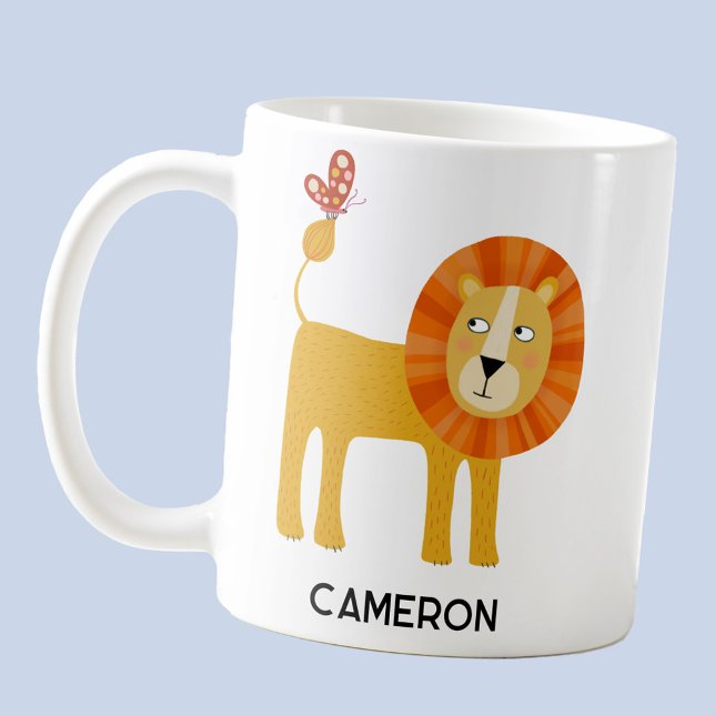 Taza De Café Nombre personalizado de león corto (Fun lion personalized custom name coffee mug)