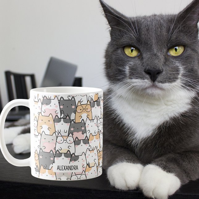Taza De Café Nombre personalizado de los gatos rápidos (The purr-fect purr-sonalized coffee mug for cat lovers!)