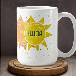 Taza De Café Nombre personalizado de los puntos de sol arcoiris
