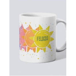 Taza De Café Nombre personalizado de los puntos de sol arcoiris