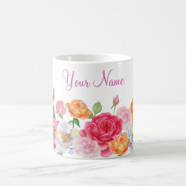 Taza De Café Nombre personalizado de los Rosas de flores de art