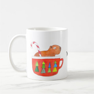 Taza De Café Nombre personalizado de Navidades de Capibara para