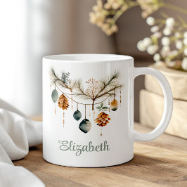 Taza De Café Nombre personalizado de Ornamento de Navidad de co