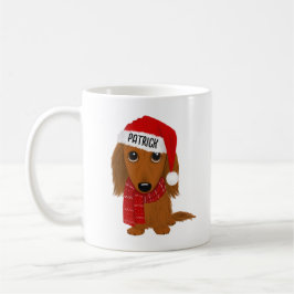 Taza De Café Nombre personalizado de perro de pelo largo Dachsh