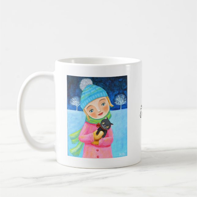 Taza De Café Nombre personalizado de regalo de gatito negro y C (Izquierda)