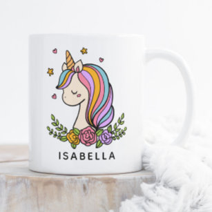 Taza De Café Nombre Personalizado De Unicorn Cute Whimsical Gir