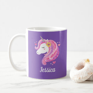 Taza De Café Nombre personalizado de unicornio