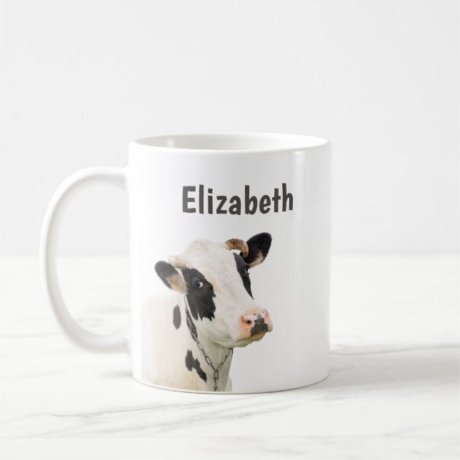 Taza De Café Nombre personalizado de vaca divertida (Izquierda)