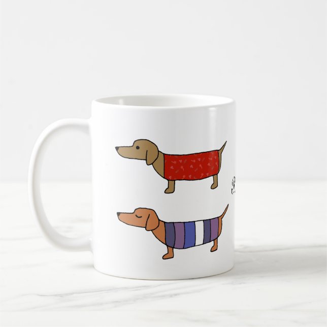 Taza De Café Nombre personalizado del amante del perro Wiener D (Izquierda)