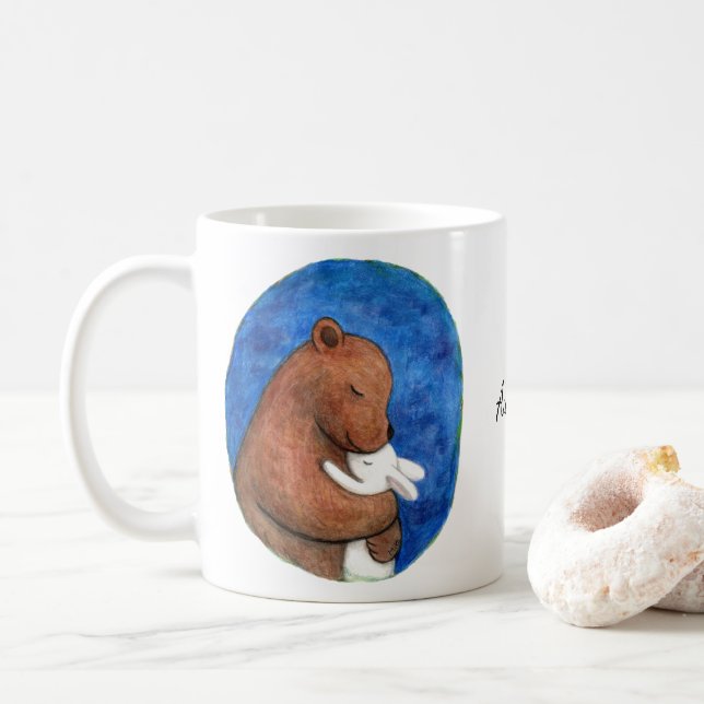 Taza De Café Nombre personalizado del aniversario de abrazo de  (Con donut)
