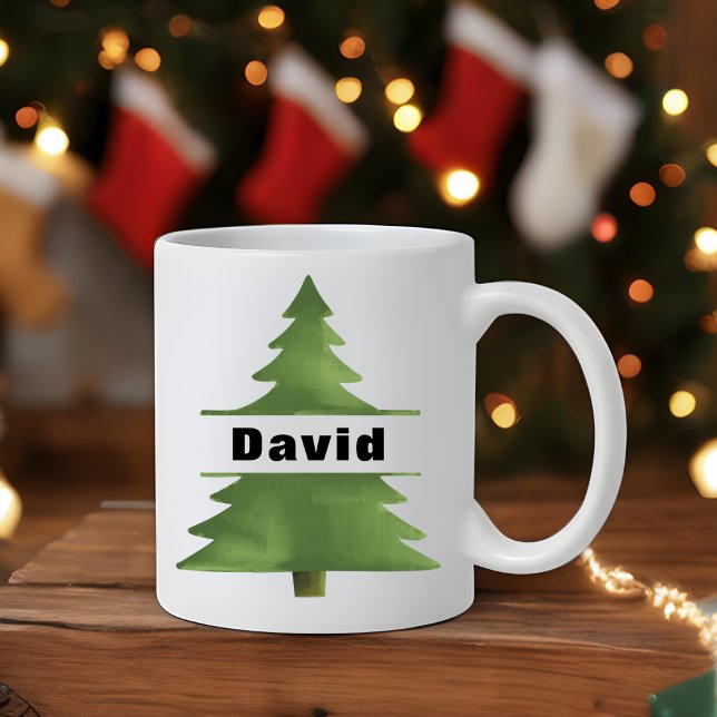 Taza De Café Nombre personalizado del árbol de Navidad personal (Personalized Christmas Tree Custom Name Coffee Mug
)
