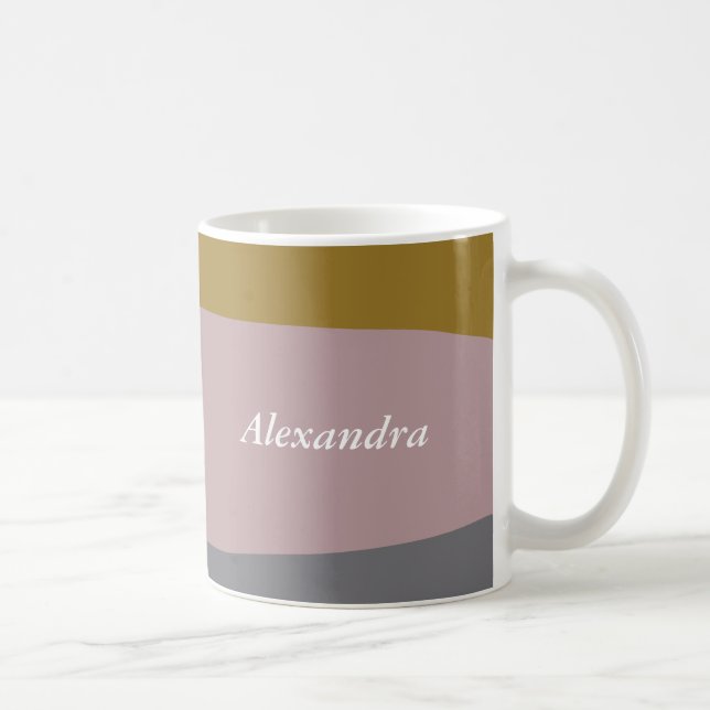 Taza De Café Nombre personalizado del arte a rayas de Dusty Mau (Derecha)