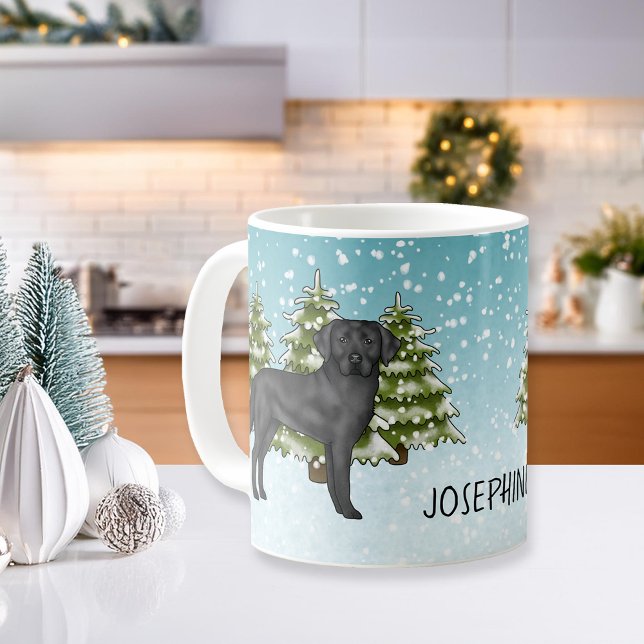 Taza De Café Nombre personalizado del bosque de invierno de Lab (Subido por el creador)