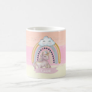 Taza De Café Nombre personalizado del Chica 🦄 Rainbow Unicor