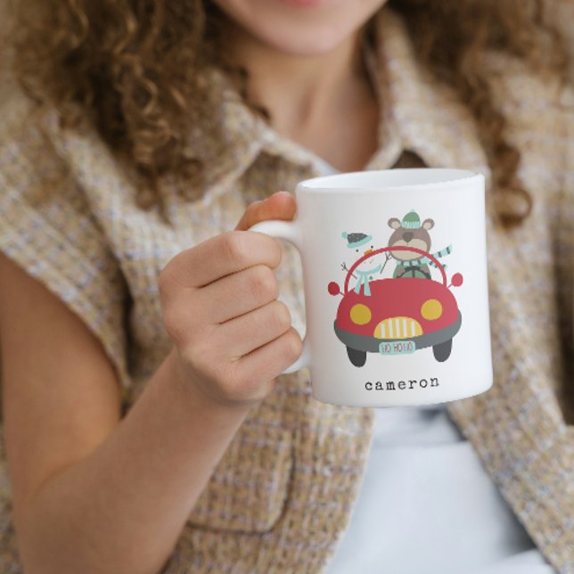 Taza De Café Nombre personalizado del coche rojo de los Navidad (Subido por el creador)