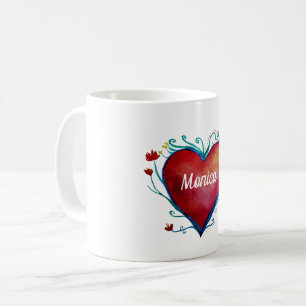 Taza De Café Nombre personalizado del corazón de color de agua