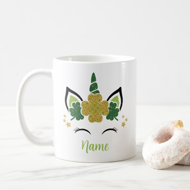 Taza De Café Nombre personalizado del Día de San Patricio (Con donut)