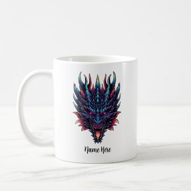 Taza De Café Nombre personalizado del dragón mítico (Izquierda)
