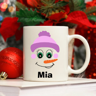 Taza De Café Nombre personalizado del Gorra de Snowman Navidade