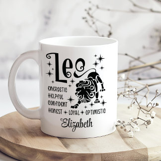 Taza De Café Nombre personalizado del horoscopio de Zodiac de L