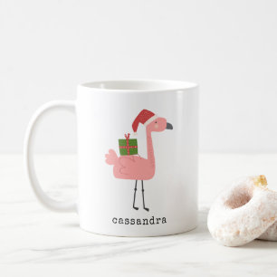 Taza De Café Nombre personalizado del Ilustracion de flamingo d