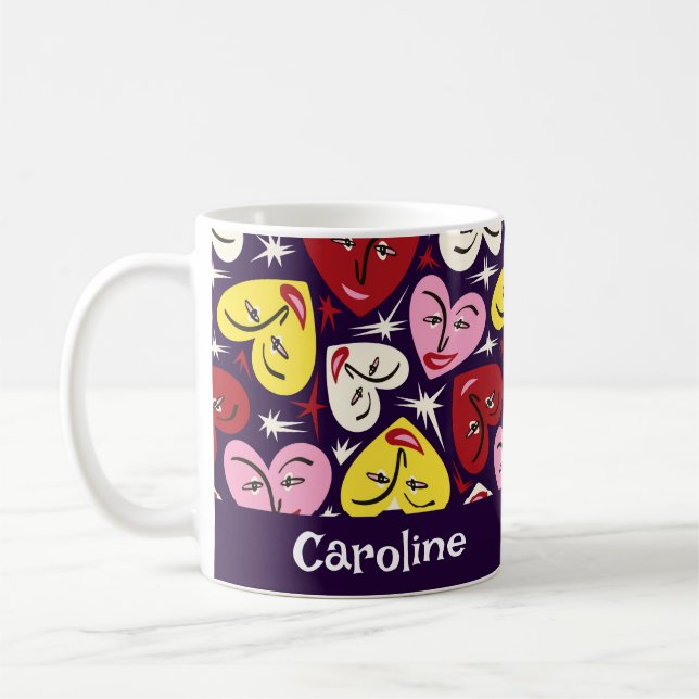 Taza De Café Nombre personalizado del kitschy Kitchen retro de  (Izquierda)