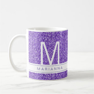 Taza De Café Nombre personalizado del monograma de Purpurina p