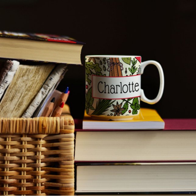Taza De Café Nombre personalizado del patrón de especias (Subido por el creador)