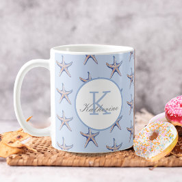 Taza De Café Nombre personalizado del patrón de estrella de pla